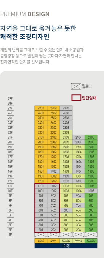한화포레나 인천학익 민간임대 동호배치도